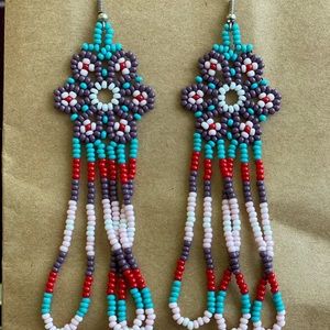 Bead Earrings‎ blue gray